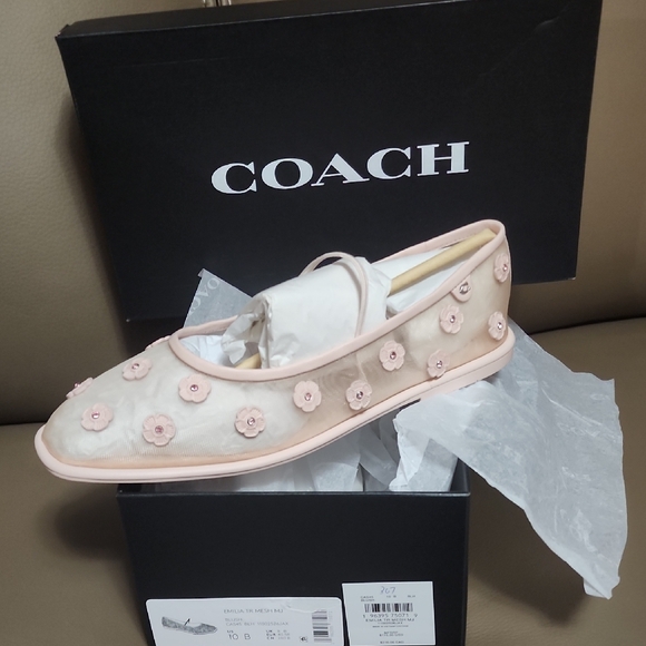 Coach Shoes - Coach Emilia Tea Rose Mesh Flats